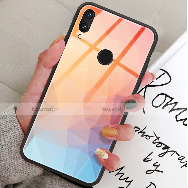 Silicone Frame Fashionable Pattern Mirror Case Cover for Huawei Honor 8X Orange