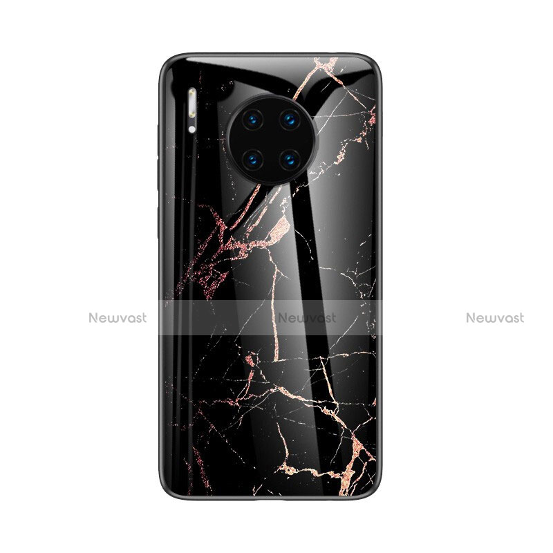 Silicone Frame Fashionable Pattern Mirror Case Cover for Huawei Mate 30 5G Black