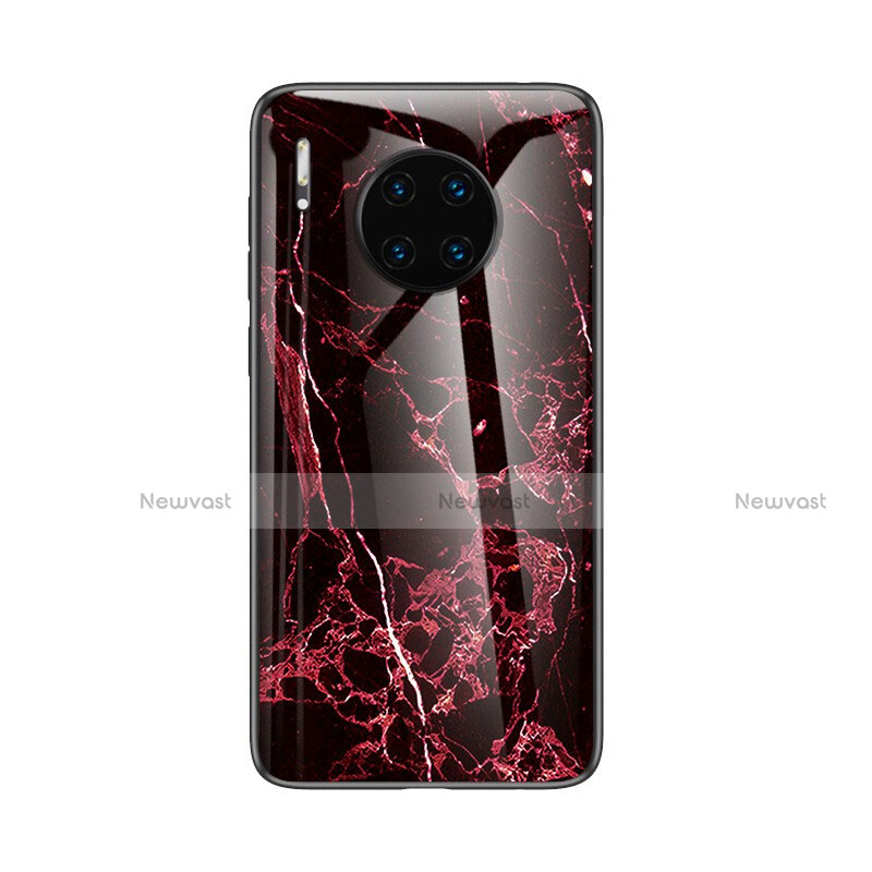 Silicone Frame Fashionable Pattern Mirror Case Cover for Huawei Mate 30 5G Red