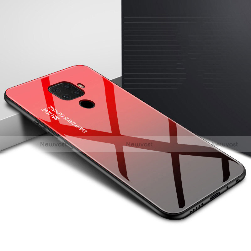 Silicone Frame Fashionable Pattern Mirror Case Cover for Huawei Mate 30 Lite Red