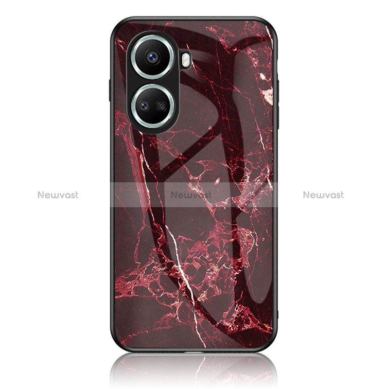 Silicone Frame Fashionable Pattern Mirror Case Cover for Huawei Nova 10 SE Red