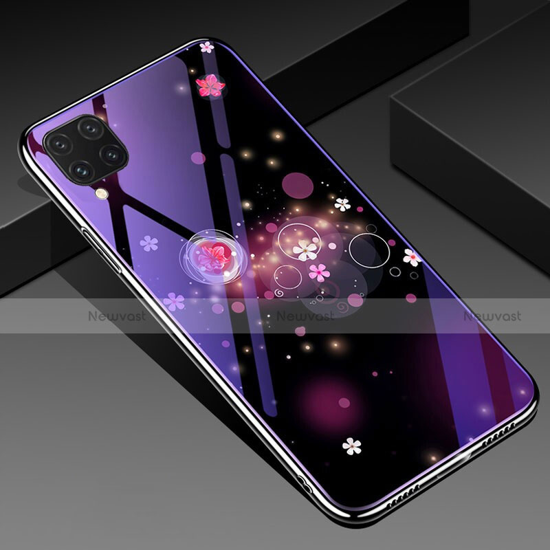 Silicone Frame Fashionable Pattern Mirror Case Cover for Huawei Nova 7i Purple