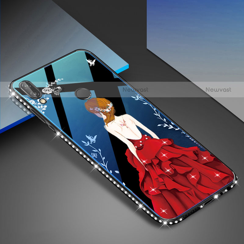 Silicone Frame Fashionable Pattern Mirror Case Cover for Huawei P20 Lite Red and Black