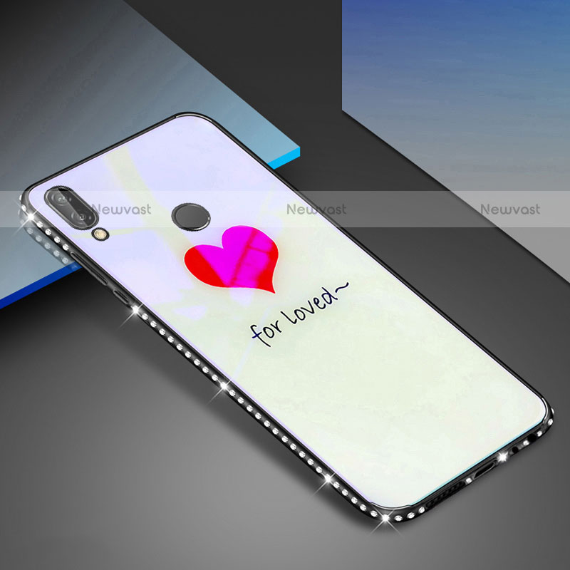 Silicone Frame Fashionable Pattern Mirror Case Cover for Huawei P20 Lite White