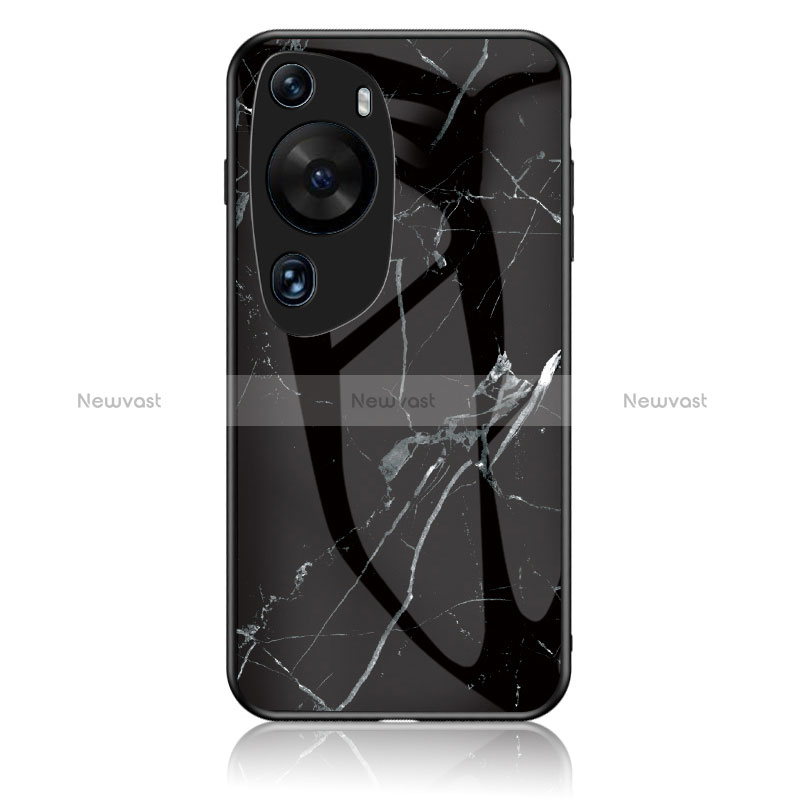 Silicone Frame Fashionable Pattern Mirror Case Cover for Huawei P60 Art Black