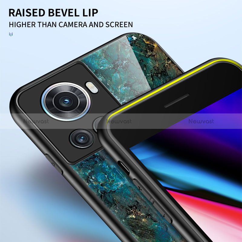 Silicone Frame Fashionable Pattern Mirror Case Cover for OnePlus 10R 5G