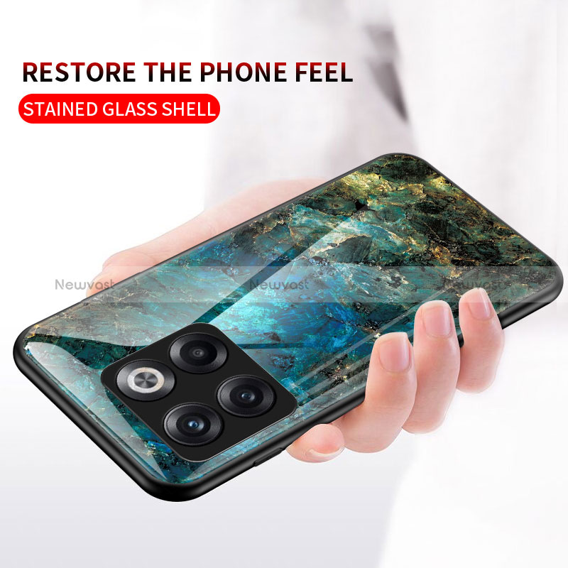 Silicone Frame Fashionable Pattern Mirror Case Cover for OnePlus 10T 5G