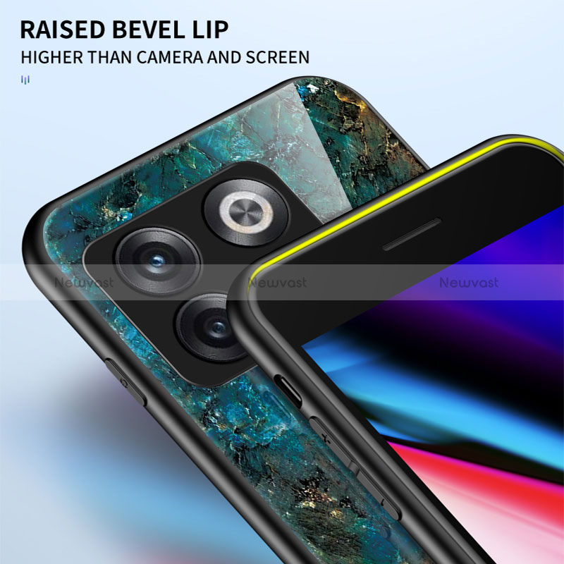 Silicone Frame Fashionable Pattern Mirror Case Cover for OnePlus 10T 5G