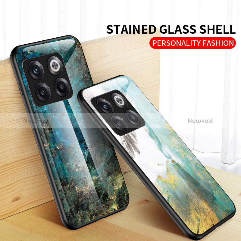 Silicone Frame Fashionable Pattern Mirror Case Cover for OnePlus 10T 5G