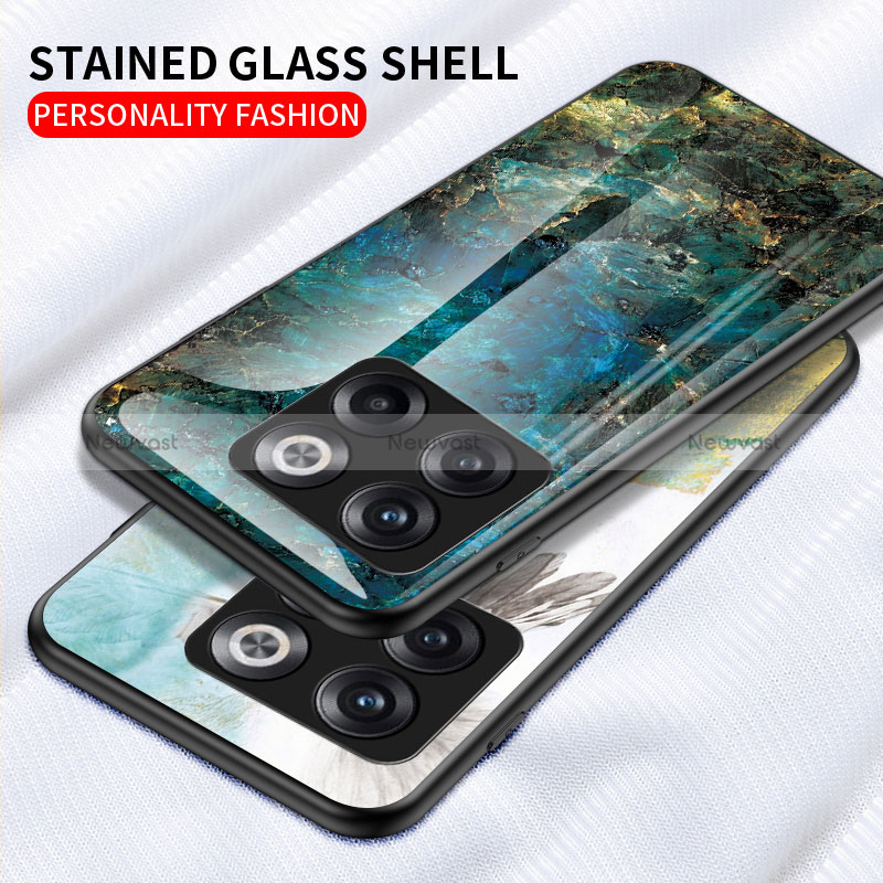 Silicone Frame Fashionable Pattern Mirror Case Cover for OnePlus 10T 5G