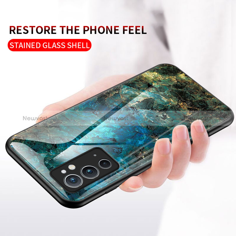 Silicone Frame Fashionable Pattern Mirror Case Cover for OnePlus 9RT 5G