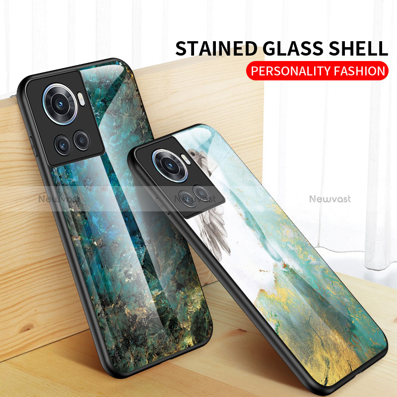 Silicone Frame Fashionable Pattern Mirror Case Cover for OnePlus Ace 5G