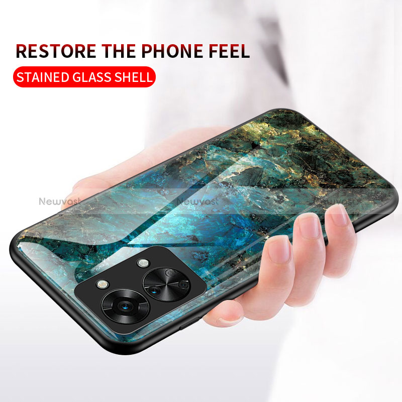 Silicone Frame Fashionable Pattern Mirror Case Cover for OnePlus Nord 2T 5G