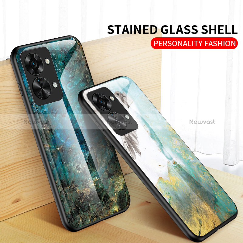 Silicone Frame Fashionable Pattern Mirror Case Cover for OnePlus Nord 2T 5G