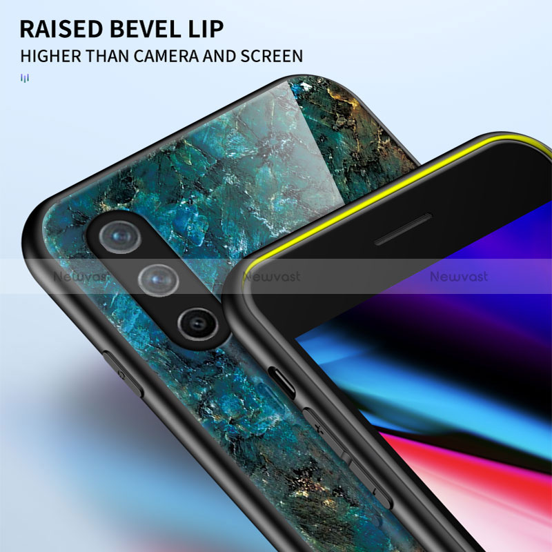 Silicone Frame Fashionable Pattern Mirror Case Cover for OnePlus Nord CE 5G