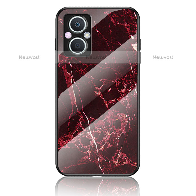 Silicone Frame Fashionable Pattern Mirror Case Cover for OnePlus Nord N20 5G Red