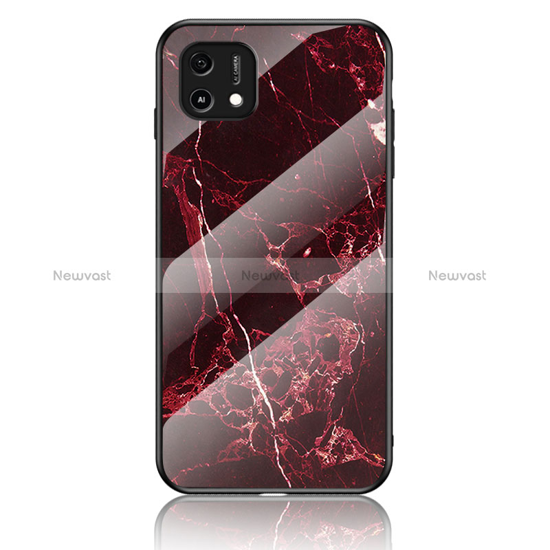 Silicone Frame Fashionable Pattern Mirror Case Cover for Oppo A16K Red
