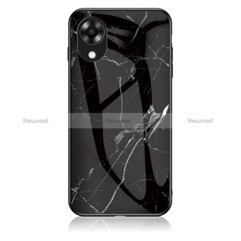 Silicone Frame Fashionable Pattern Mirror Case Cover for Oppo A17K Black