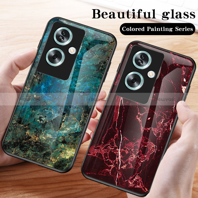 Silicone Frame Fashionable Pattern Mirror Case Cover for Oppo A2 5G