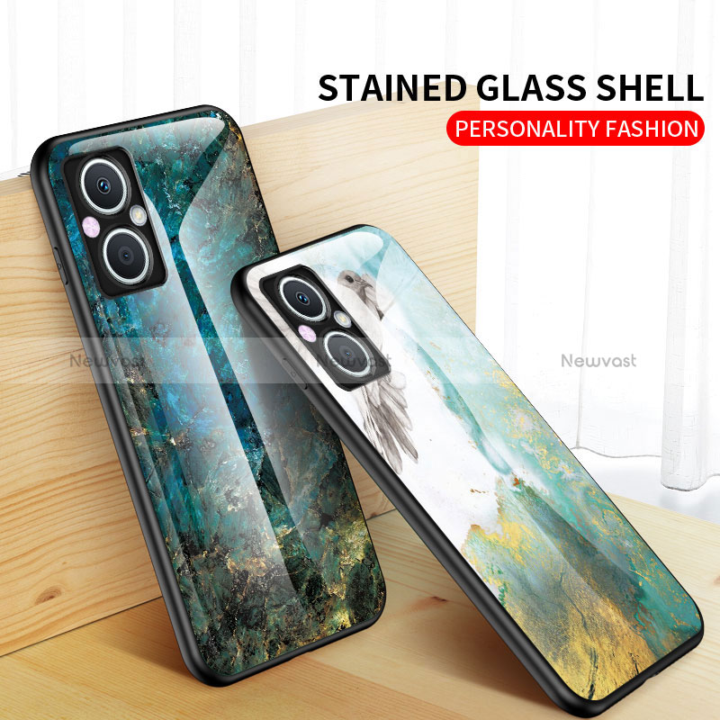 Silicone Frame Fashionable Pattern Mirror Case Cover for Oppo A96 5G