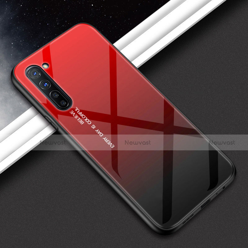 Silicone Frame Fashionable Pattern Mirror Case Cover for Oppo F15 Red