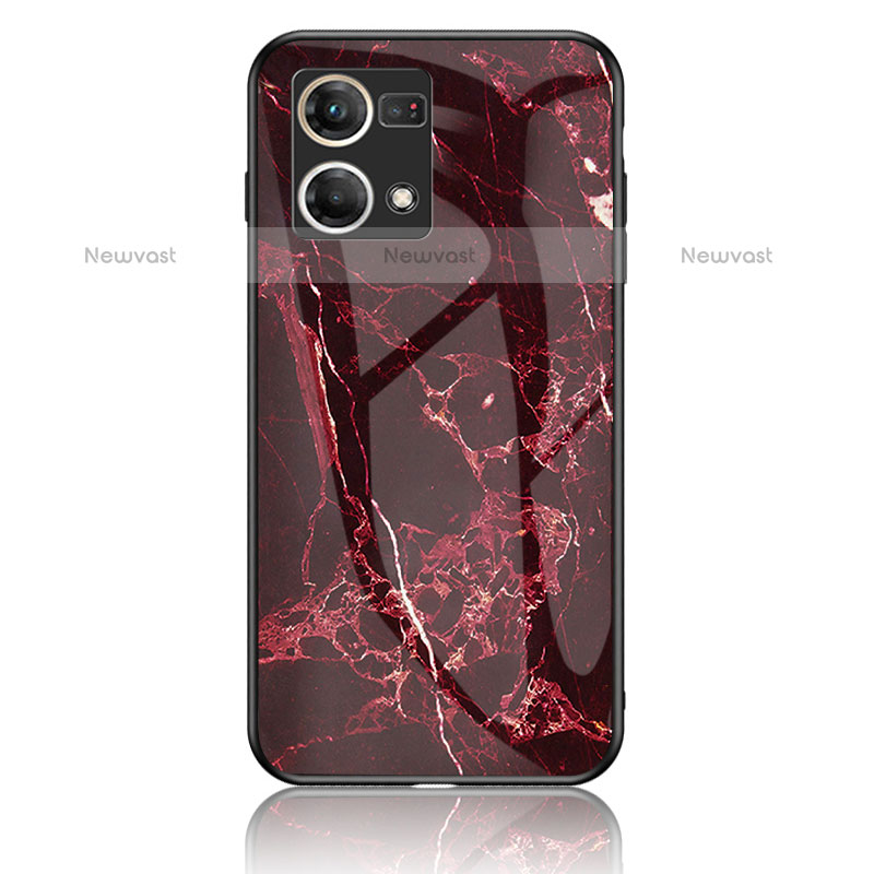 Silicone Frame Fashionable Pattern Mirror Case Cover for Oppo F21 Pro 4G Red