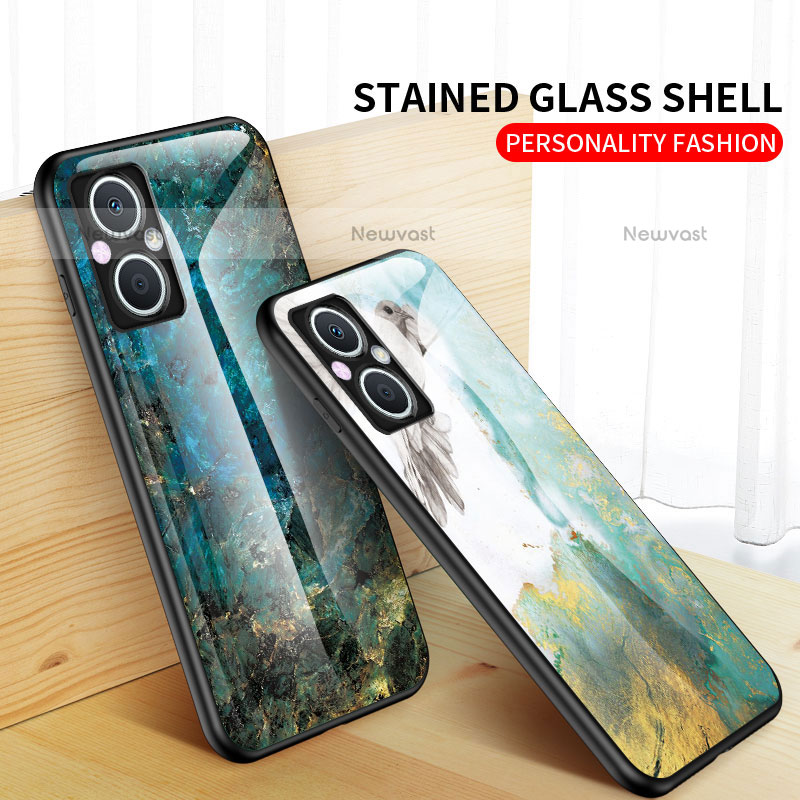 Silicone Frame Fashionable Pattern Mirror Case Cover for Oppo F21s Pro 5G