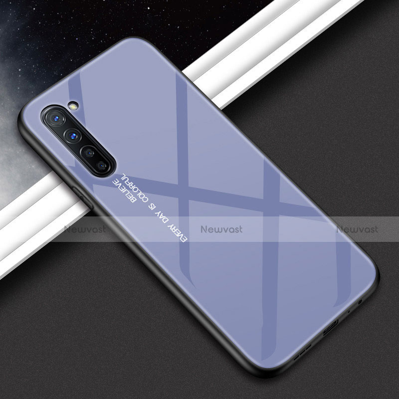 Silicone Frame Fashionable Pattern Mirror Case Cover for Oppo Find X2 Lite Gray