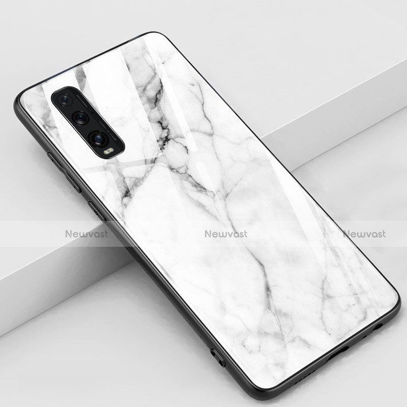 Silicone Frame Fashionable Pattern Mirror Case Cover for Oppo Find X2 White