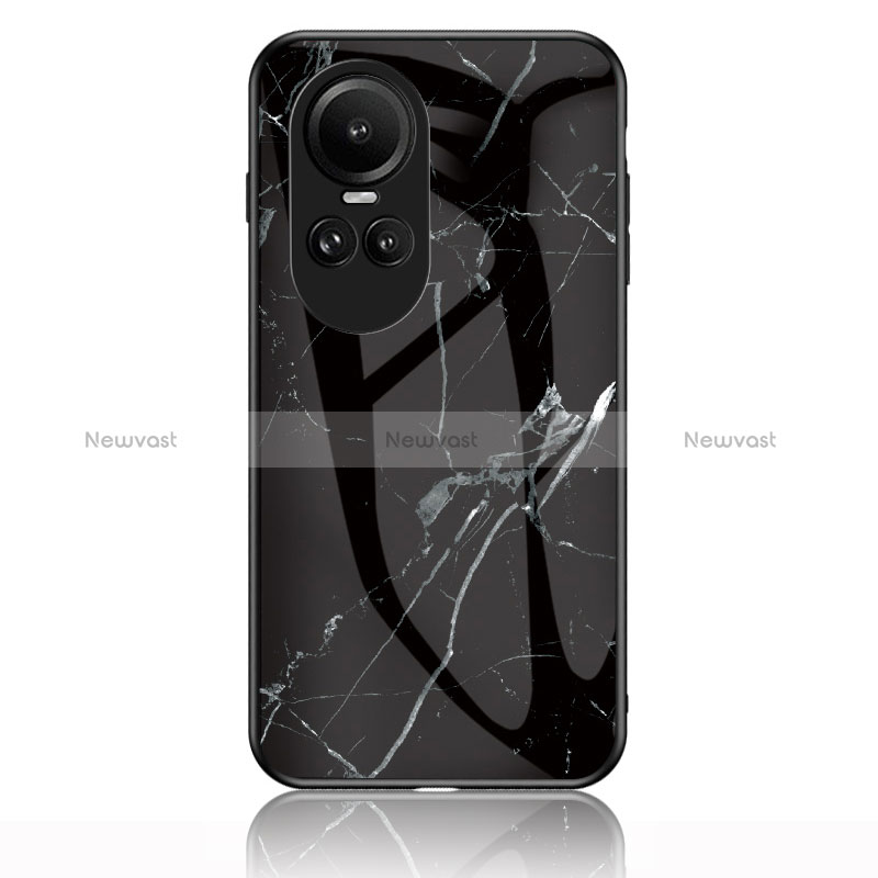 Silicone Frame Fashionable Pattern Mirror Case Cover for Oppo Reno10 Pro 5G Black