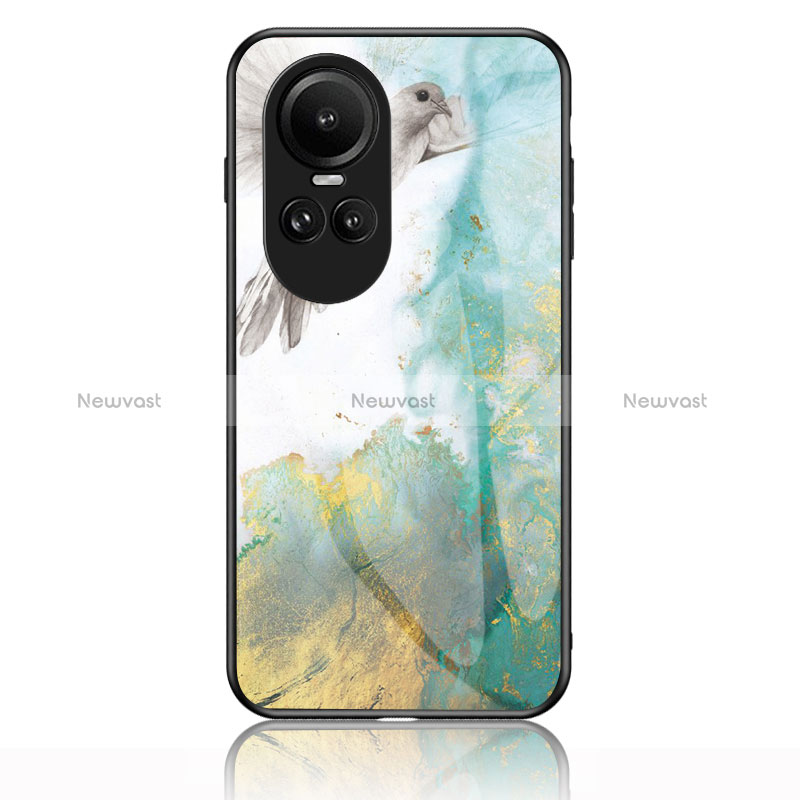 Silicone Frame Fashionable Pattern Mirror Case Cover for Oppo Reno10 Pro 5G Green