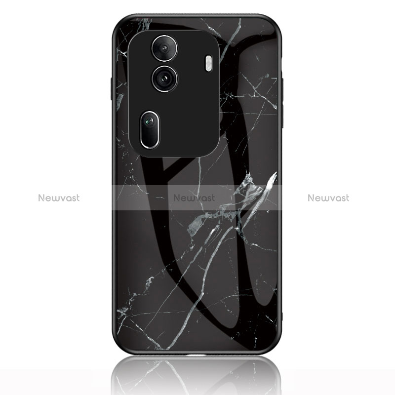 Silicone Frame Fashionable Pattern Mirror Case Cover for Oppo Reno11 Pro 5G Black