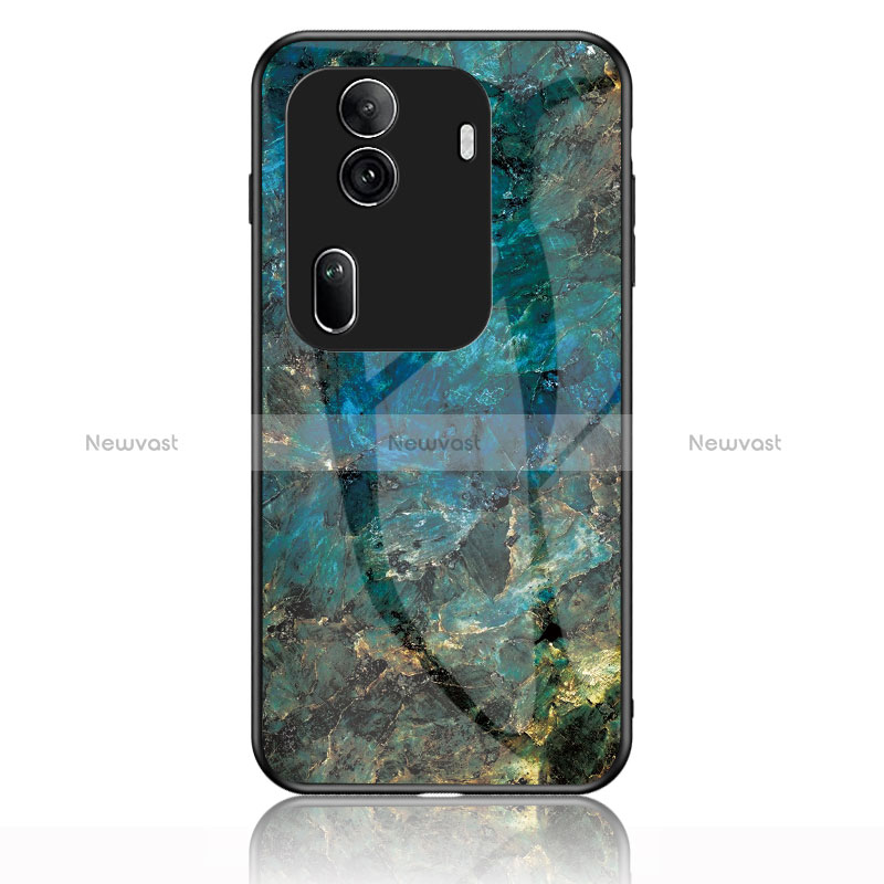 Silicone Frame Fashionable Pattern Mirror Case Cover for Oppo Reno11 Pro 5G Blue