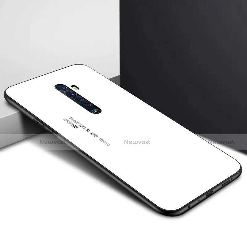 Silicone Frame Fashionable Pattern Mirror Case Cover for Oppo Reno2 White