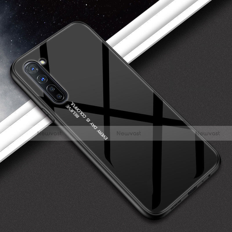 Silicone Frame Fashionable Pattern Mirror Case Cover for Oppo Reno3 Black
