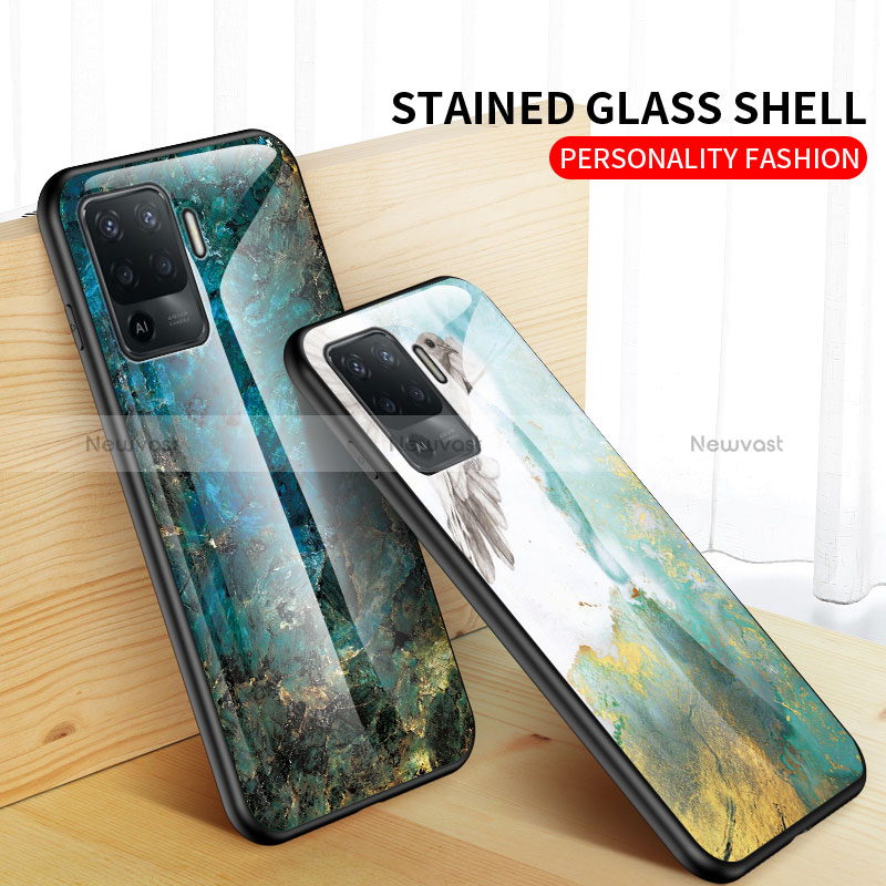 Silicone Frame Fashionable Pattern Mirror Case Cover for Oppo Reno5 Lite