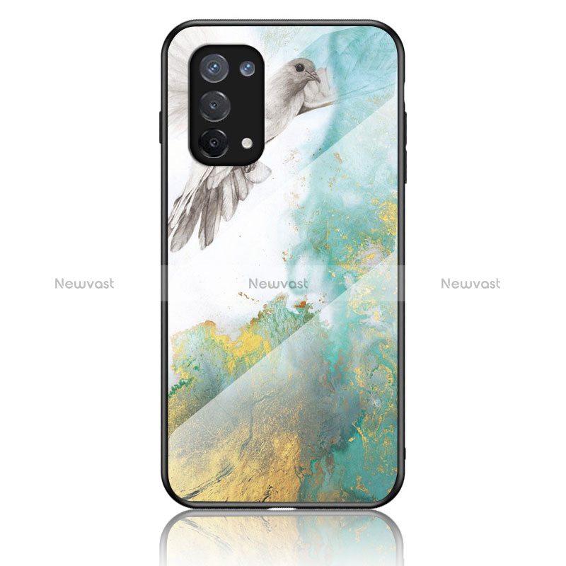 Silicone Frame Fashionable Pattern Mirror Case Cover for Oppo Reno6 Lite Green