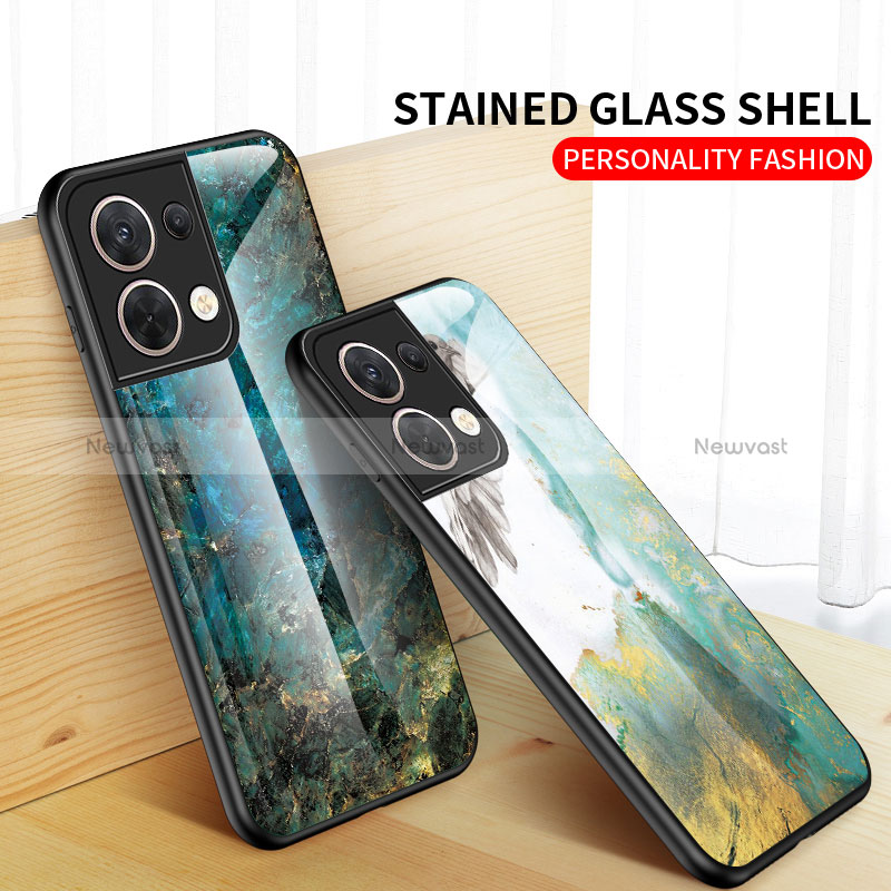 Silicone Frame Fashionable Pattern Mirror Case Cover for Oppo Reno8 5G