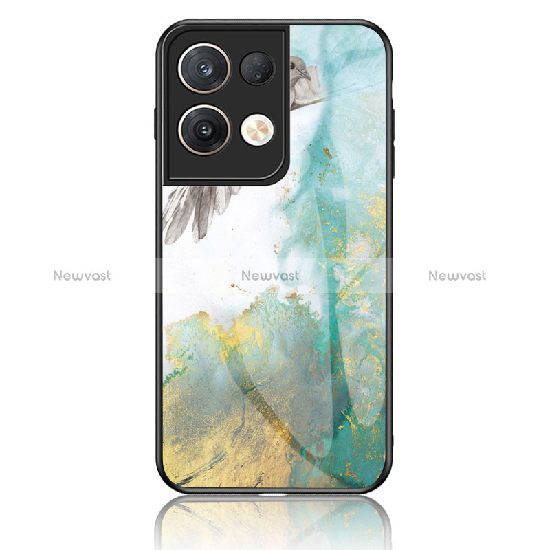 Silicone Frame Fashionable Pattern Mirror Case Cover for Oppo Reno8 Pro 5G Green