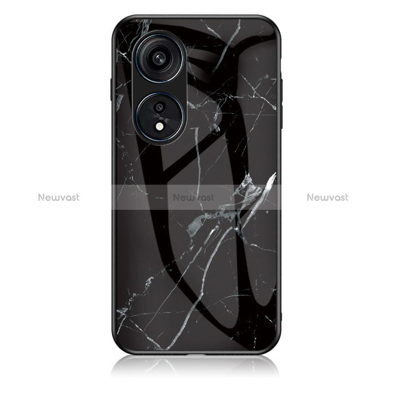 Silicone Frame Fashionable Pattern Mirror Case Cover for Oppo Reno8 T 4G Black