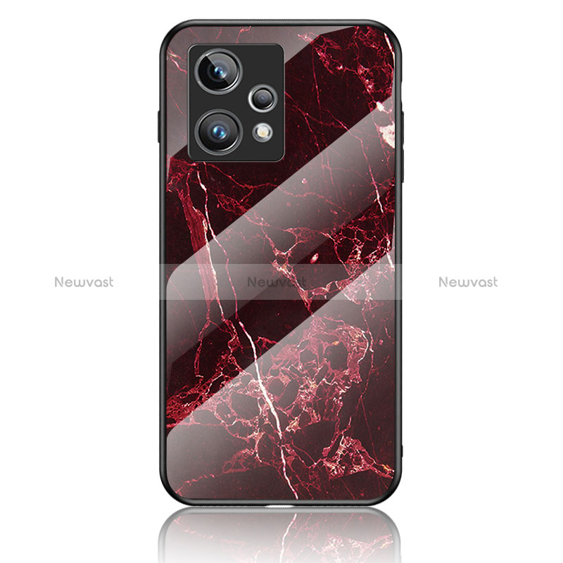 Silicone Frame Fashionable Pattern Mirror Case Cover for Realme 9 Pro+ Plus 5G Red