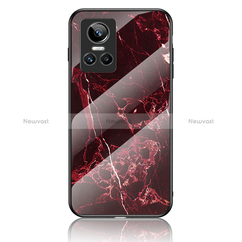 Silicone Frame Fashionable Pattern Mirror Case Cover for Realme GT Neo3 5G Red