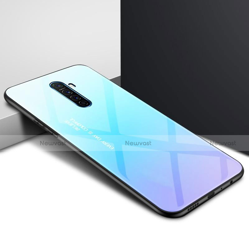 Silicone Frame Fashionable Pattern Mirror Case Cover for Realme X2 Pro Cyan