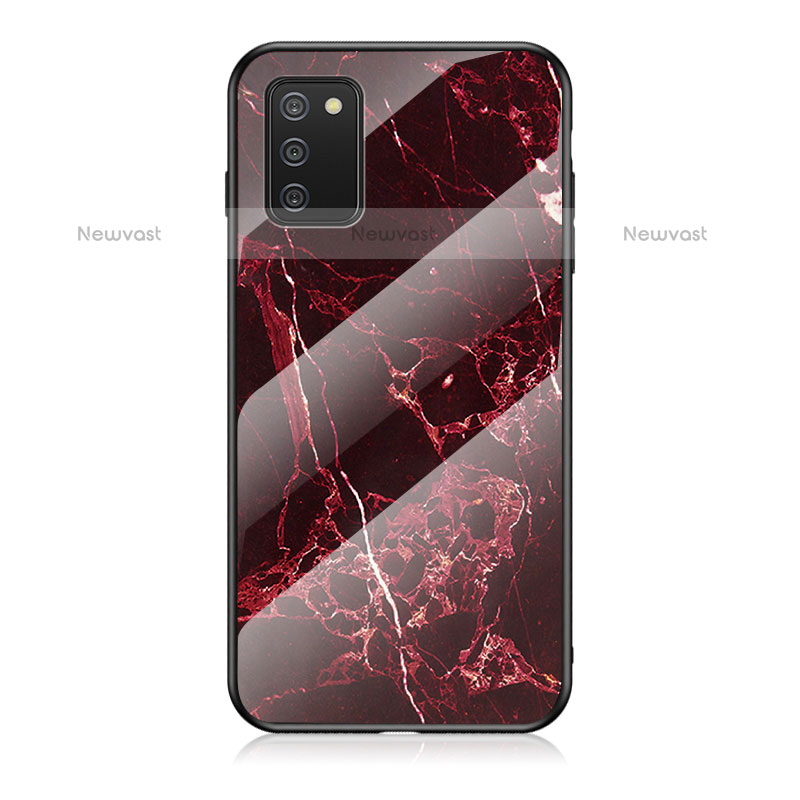 Silicone Frame Fashionable Pattern Mirror Case Cover for Samsung Galaxy A02s Red