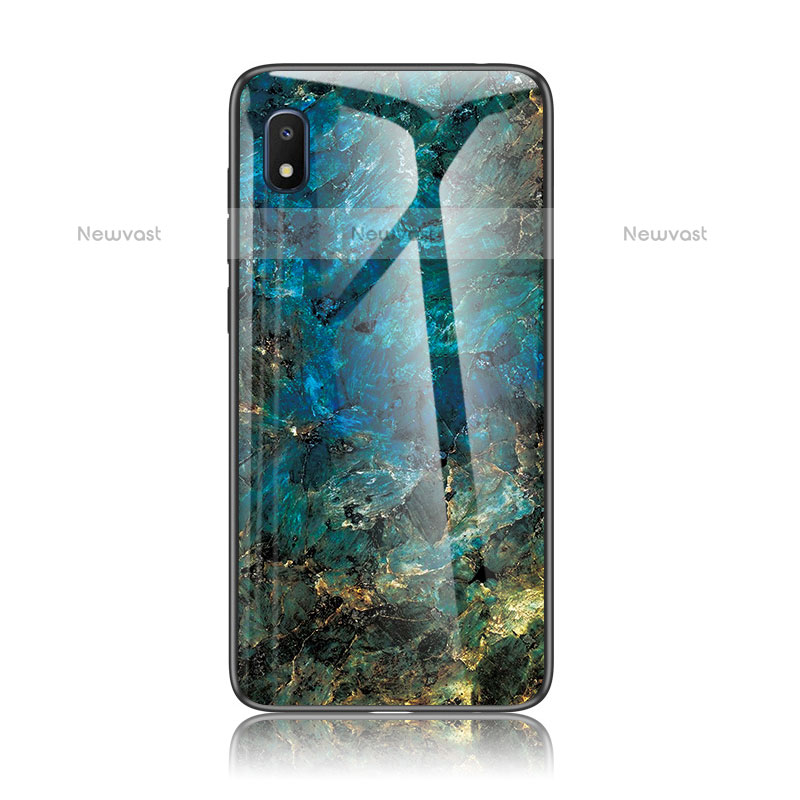 Silicone Frame Fashionable Pattern Mirror Case Cover for Samsung Galaxy A10e Blue
