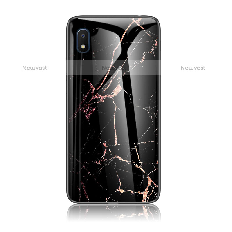 Silicone Frame Fashionable Pattern Mirror Case Cover for Samsung Galaxy A10e Gold and Black