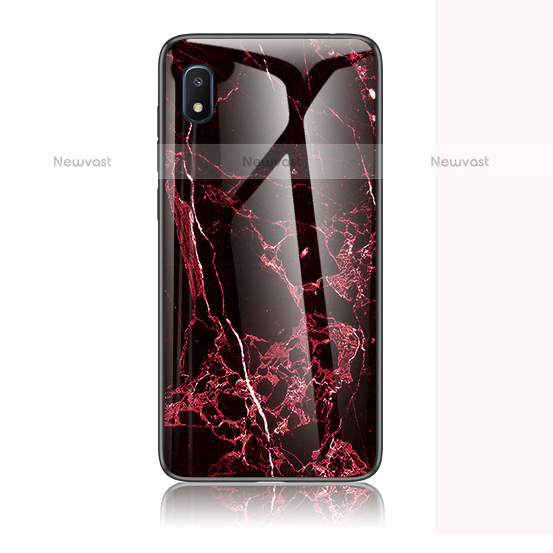 Silicone Frame Fashionable Pattern Mirror Case Cover for Samsung Galaxy A10e Red