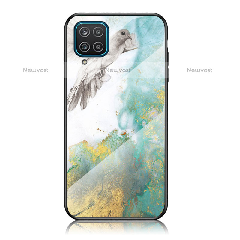 Silicone Frame Fashionable Pattern Mirror Case Cover for Samsung Galaxy A12 Green