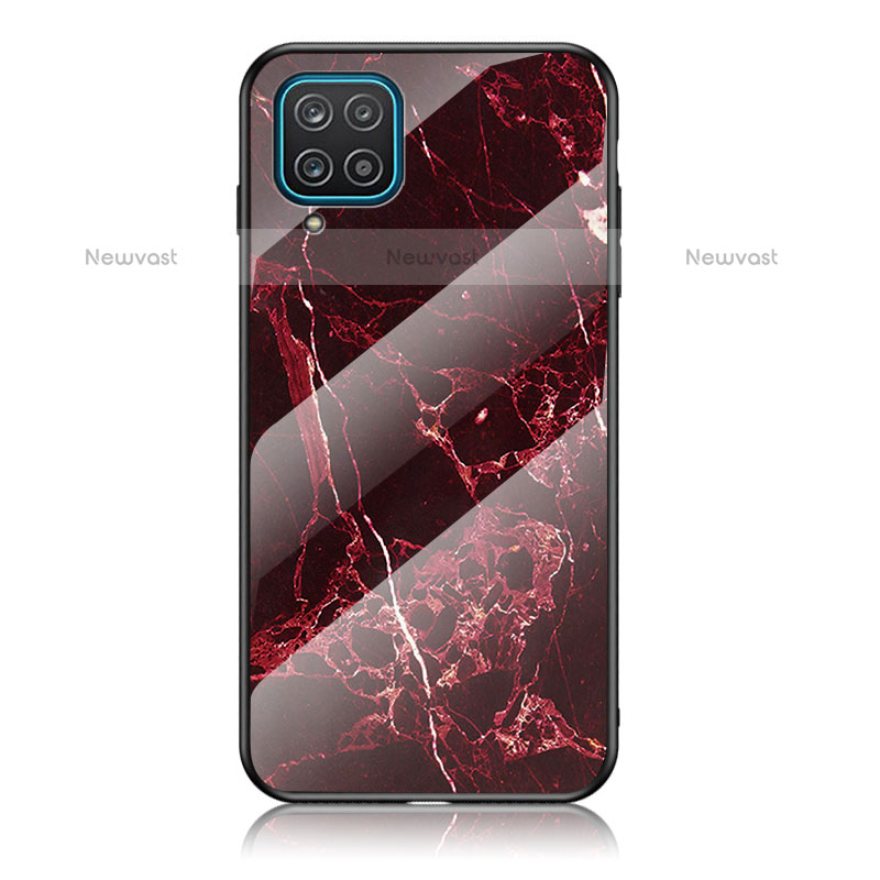 Silicone Frame Fashionable Pattern Mirror Case Cover for Samsung Galaxy A12 Red