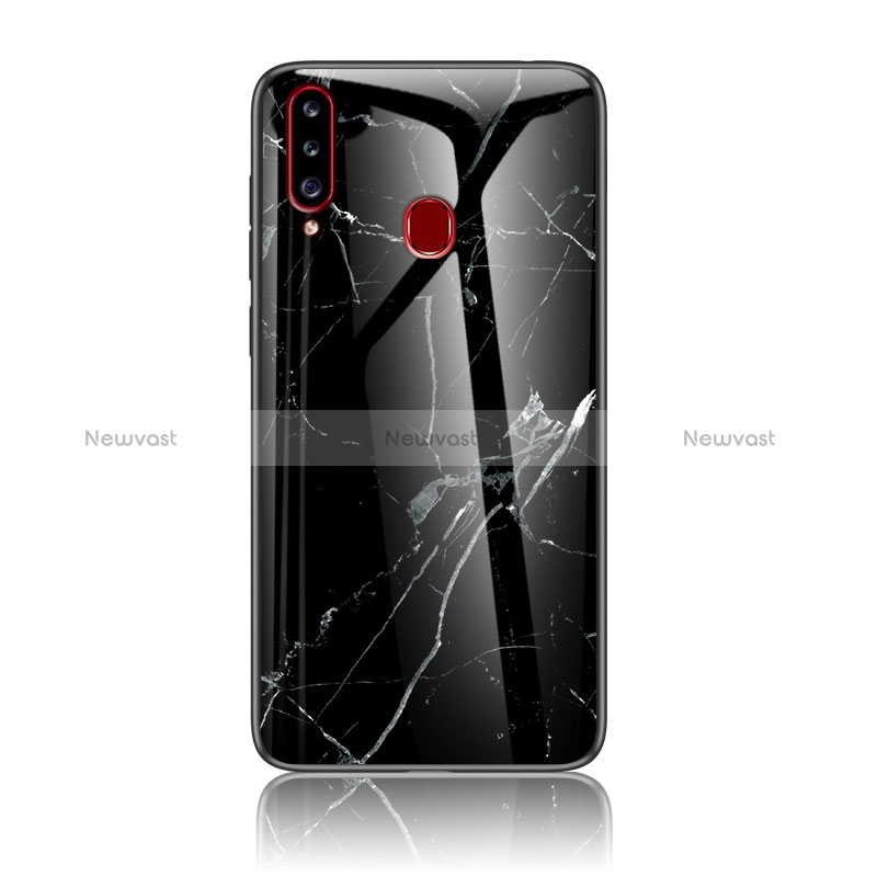 Silicone Frame Fashionable Pattern Mirror Case Cover for Samsung Galaxy A20s Black